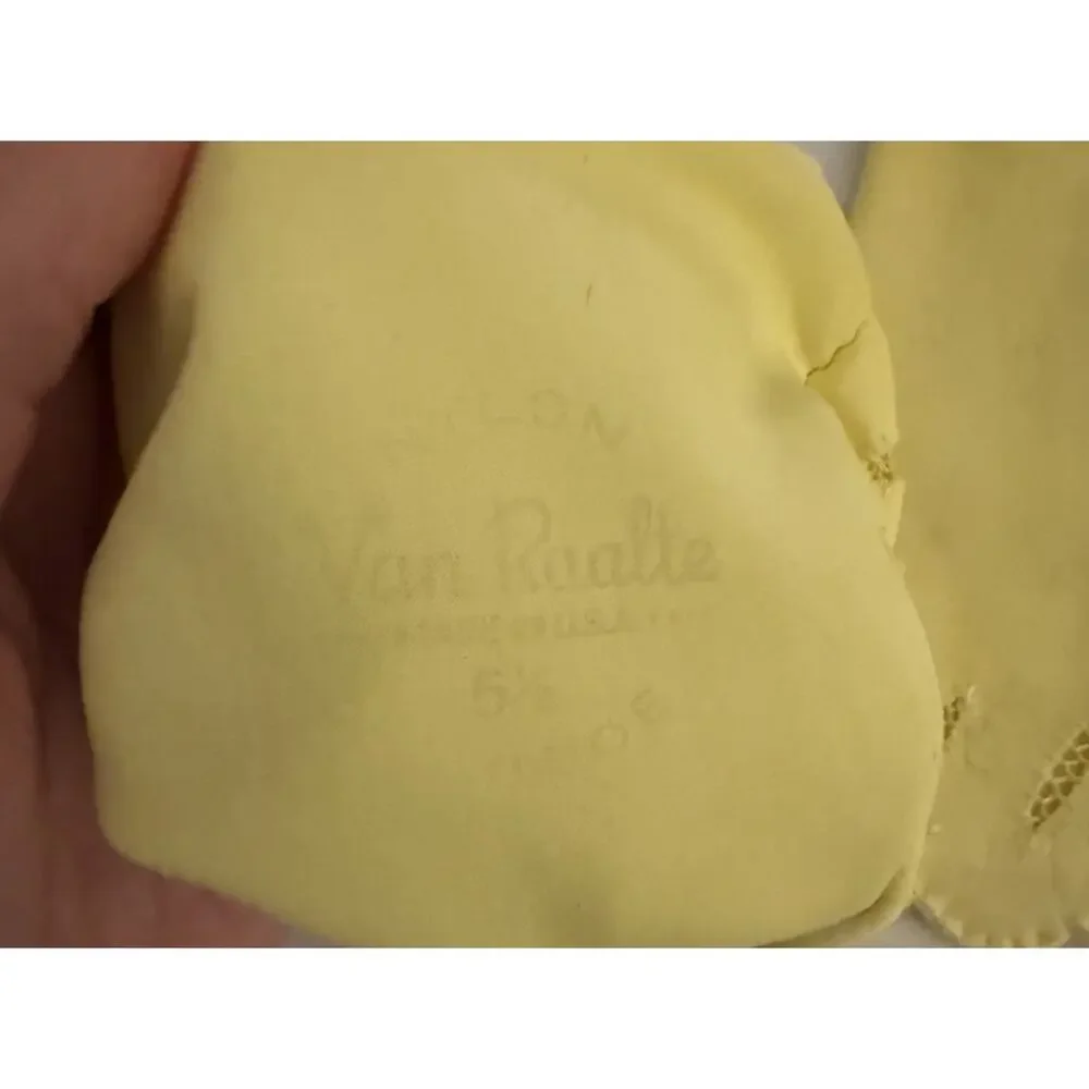 VTG Van Raalte Fauntex Long Gloves Embroidered Yellow Size 6.5